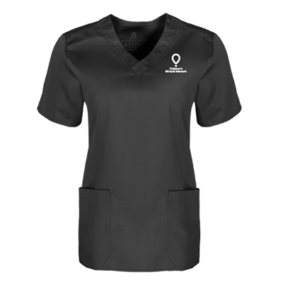 CMN Ladies Scrub Top, Black